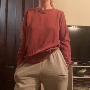 Aerie Cozy Red Vented Crewneck Sweater